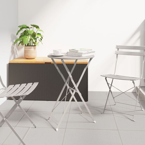 vidaXL Τραπέζι Bistro Πτυσσόμενο Μπεζ Ø50x71 εκ. Μεταλλικό