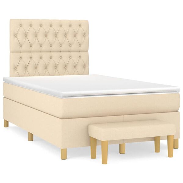 vidaXL &Kappa;&rho;&epsilon;&beta;ά&tau;&iota; Boxspring &mu;&epsilon; &Sigma;&tau;&rho;ώ&mu;&alpha; &Kappa;&rho;&epsilon;&mu; 120x190 &epsilon;&kappa;. &Upsilon;&phi;&alpha;&sigma;&mu;ά&tau;&iota;&nu;&omicron;