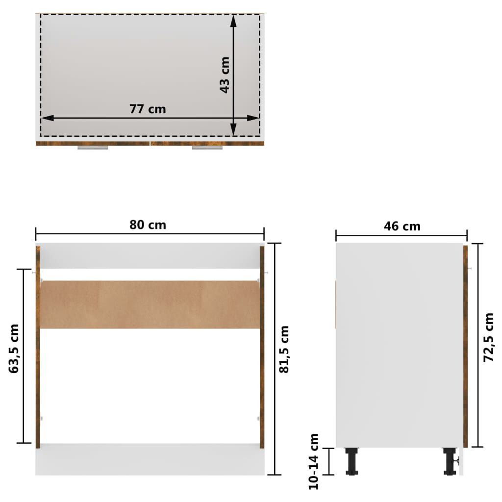 vidaXL Ντουλάπι Lyon Νεροχύτη Καπνιστή Δρυς 80x46x81,5εκ.