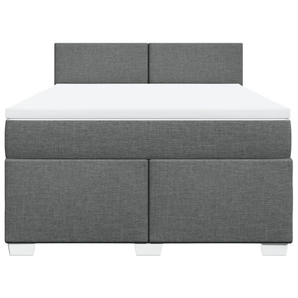 vidaXL Κρεβάτι Boxspring με Στρώμα Σκούρο Γκρι 140x190 εκ. Υφασμάτινο