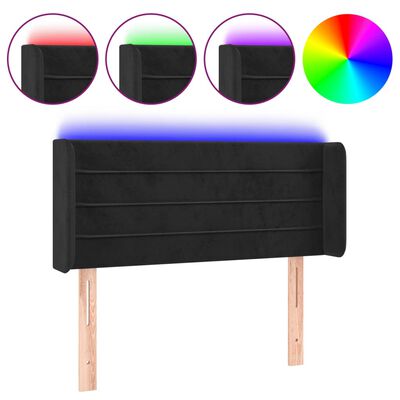vidaXL Κεφαλάρι Κρεβατιού LED Μαύρο 93x16x78/88 εκ. Βελούδινο