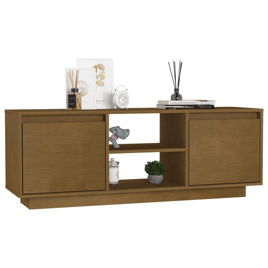 vidaXL Έπιπλο Τηλεόρασης Καφέ Μελί 110x30x40 εκ. από Μασίφ Ξύλο Πεύκου