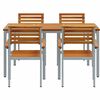 vidaXL Σέτ φαγητού για κήπο 5 pcs Γκρι και καφέ 150 x 90 x 75 cm