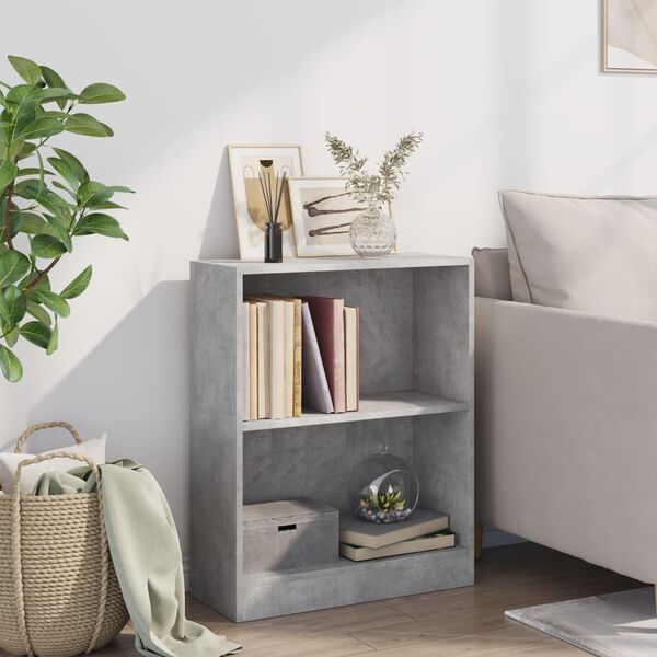 vidaXL Βιβλιοθήκη Γκρι Σκυροδέματος 60x24x76 εκ. Επεξεργασμένο Ξύλο