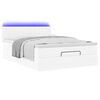 vidaXL Οθωμανικό κρεβάτι με στρώματα & LEDs Καθαρό λευκό Faux Leather