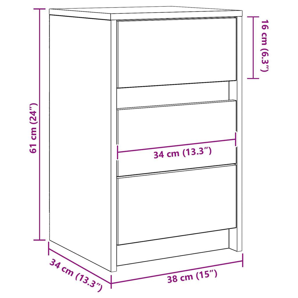 vidaXL Κομοδίνο with Παλαιό ξύλο 38 x 34 x 61 εκ. Επεξεργασμένο ξύλο