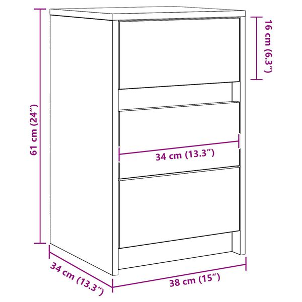 vidaXL Κομοδίνο with Παλαιό ξύλο 38 x 34 x 61 εκ. Επεξεργασμένο ξύλο