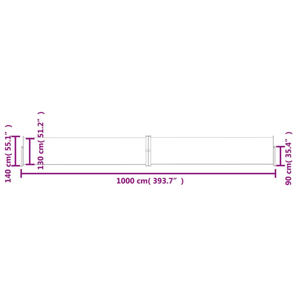 vidaXL Σκίαστρο Πλαϊνό Συρόμενο Κρεμ 140 x 1000 εκ.
