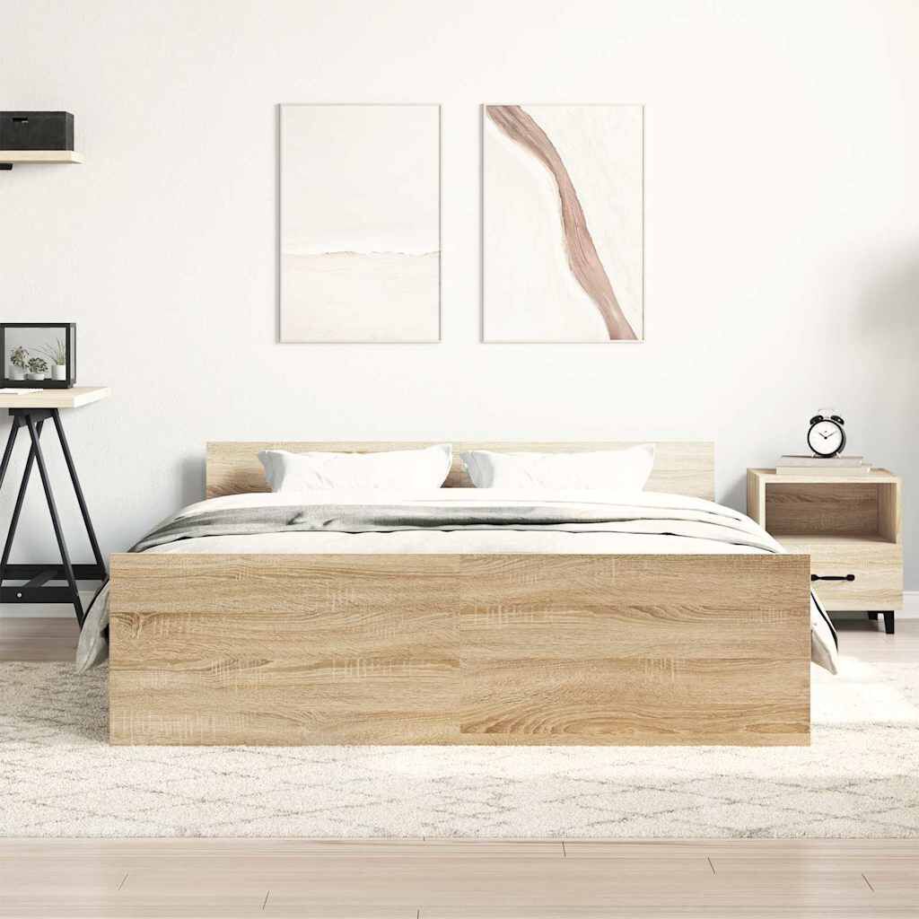 vidaXL Πλαίσιο Κρεβατιού με Κεφαλάρι/Ποδαρικό Sonoma Δρυς 120x200 εκ.