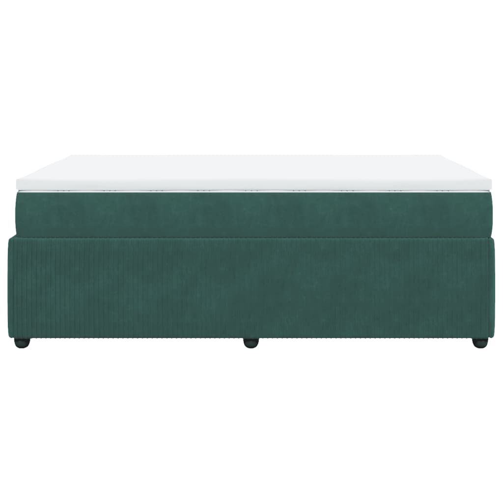 vidaXL Κρεβάτι Boxspring με Στρώμα Σκούρο Πράσινο 120x200εκ. Βελούδινο