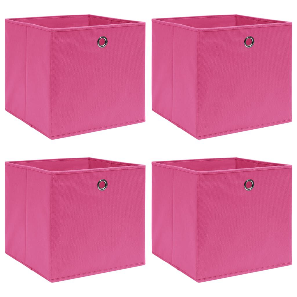 vidaXL Κουτιά Αποθήκευσης 4 τεμ. Ροζ 32 x 32 x 32 εκ. Υφασμάτινα