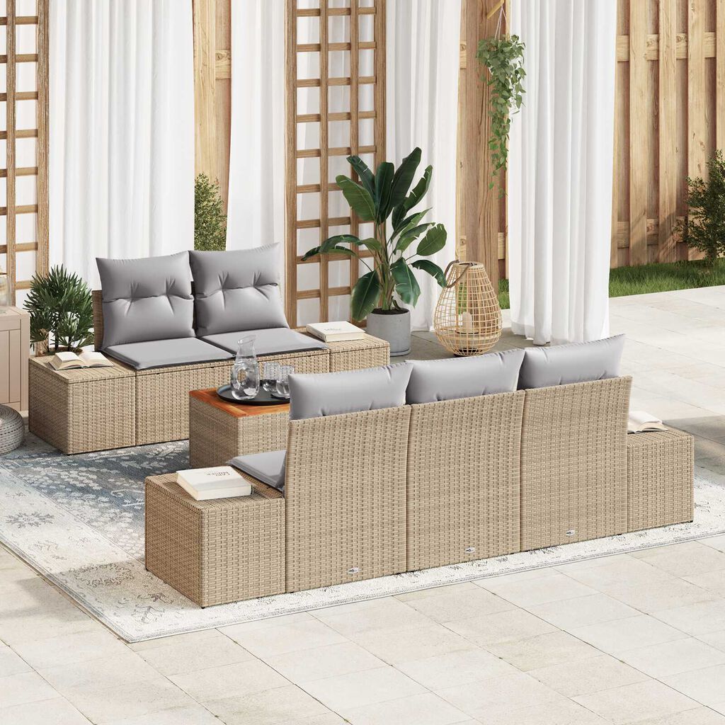 vidaXL Σετ Καναπέ Κήπου 6 pcs μπεζ και ανοιχτό γκρι