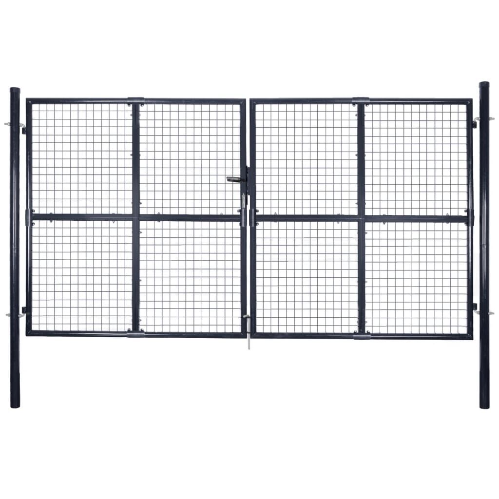 vidaXL Πόρτα Περίφραξης με Πλέγμα Γκρι 289 x 150 εκ. Γαλβαν. Χάλυβας