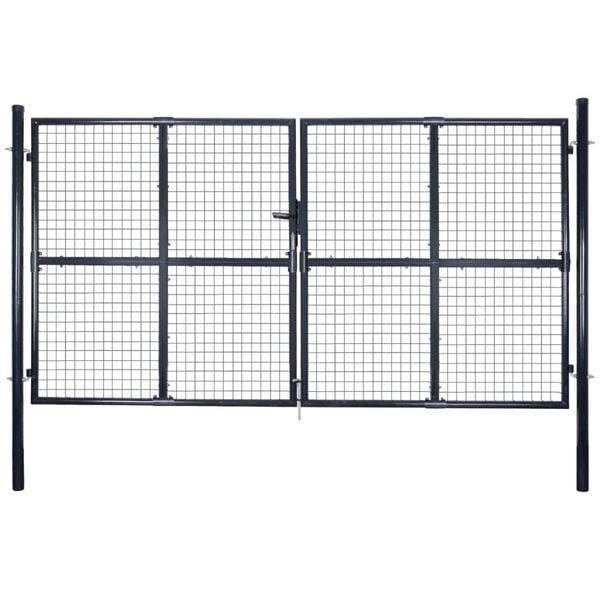 vidaXL Πόρτα Περίφραξης με Πλέγμα Γκρι 289 x 150 εκ. Γαλβαν. Χάλυβας