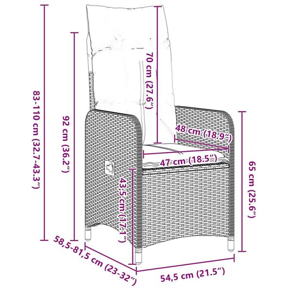 vidaXL Σέτ φαγητού για κήπο με μαξιλάρι 5 pcs Καφέ Πολυ ράταν