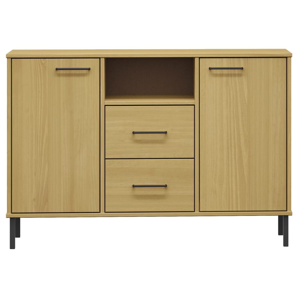 vidaXL Μπουφές OSLO Καφέ 113x40x77 εκ. Μασίφ Ξύλο με Μεταλλικά Πόδια
