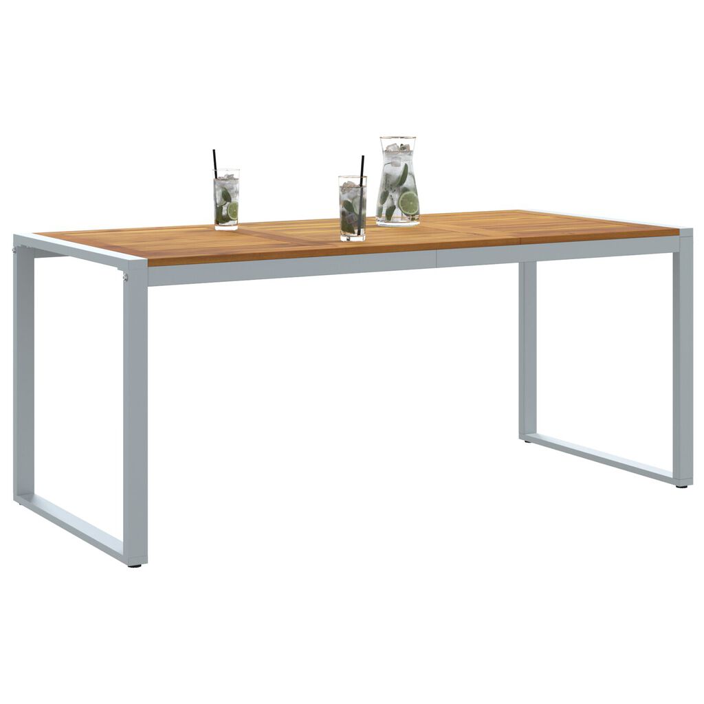 vidaXL Τραπέζι Εξωτερικού Χώρου Γκρι 180x90x75 εκ. Από Χάλυβα & Στερεό Ξύλο Ακακίας