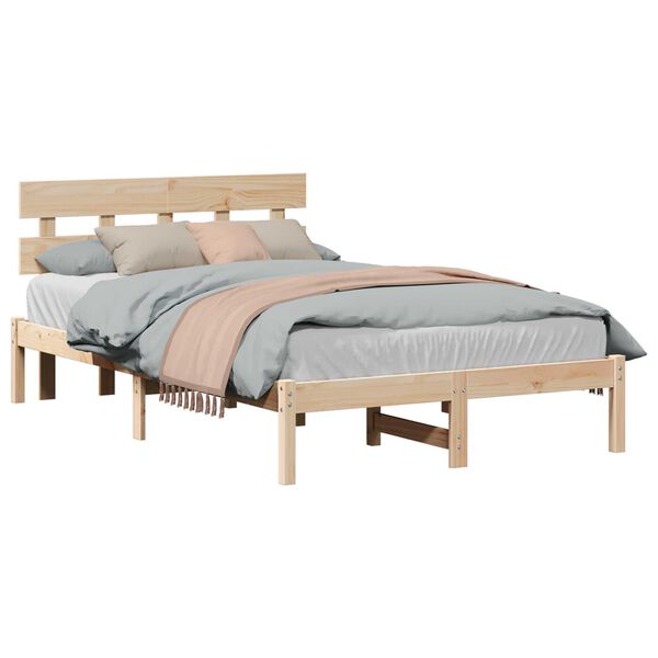 vidaXL Σκελετός Κρεβατιού Καφέ 120 x 190 cm Μασίφ ξύλο πεύκου