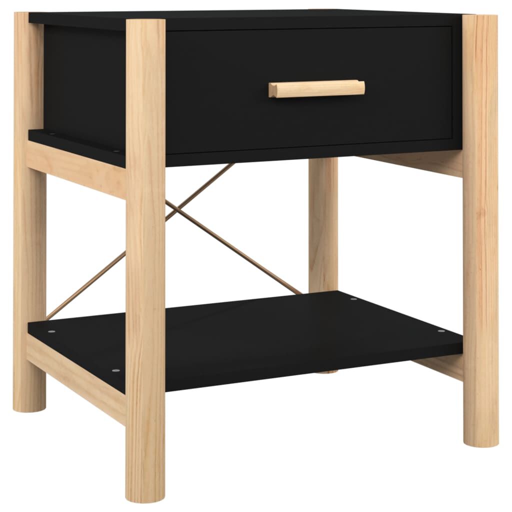 vidaXL Κομοδίνα 2 τεμ. Μαύρα 42 x 38 x 45 εκ. από Επεξεργασμένο Ξύλο