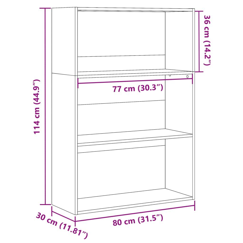 vidaXL Βιβλιοθήκη Μαύρη 80x30x114 εκ. από Επεξεργασμένο Ξύλο