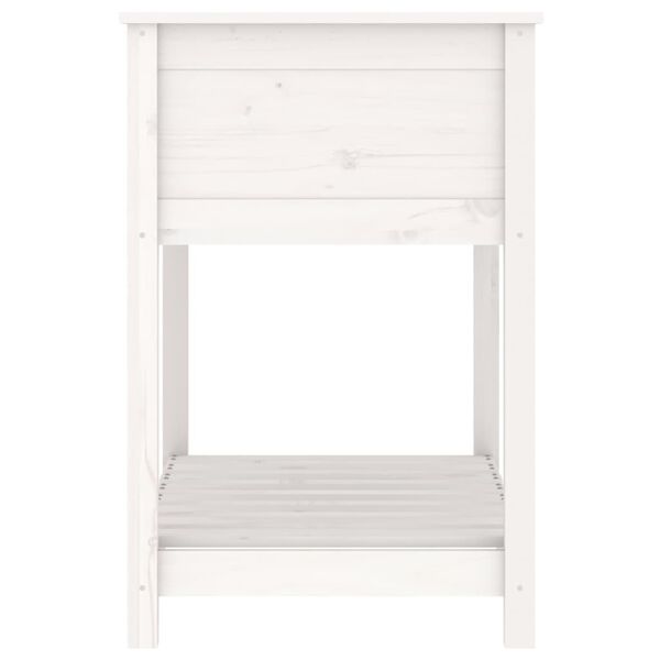 vidaXL Ζαρντινιέρα με Ράφι Λευκή 82,5x54x81 εκ. Μασίφ Ξύλο Πεύκου