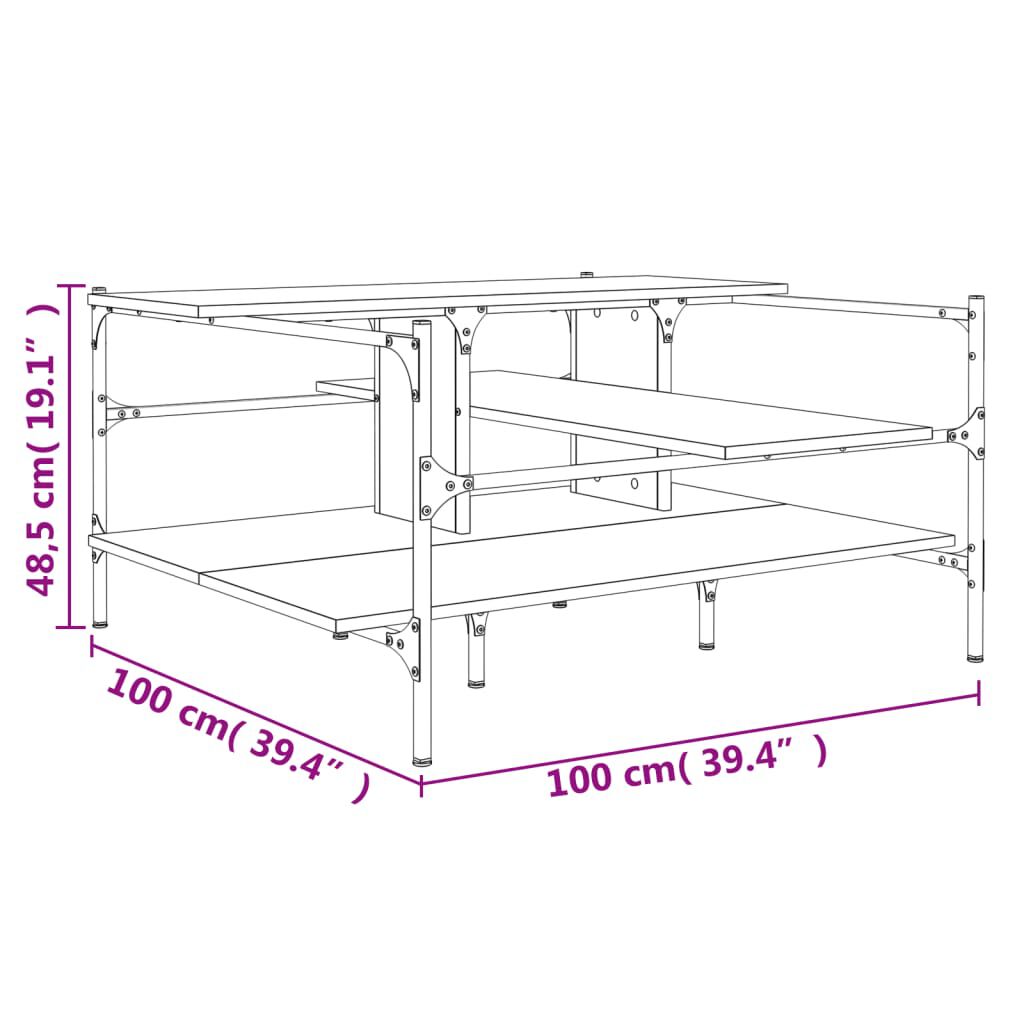 vidaXL Τραπεζάκι Σαλονιού Καφέ Δρυς 100x100x48,5 εκ. Επεξεργασμ. Ξύλο