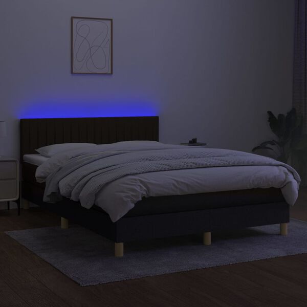 vidaXL &Kappa;&rho;&epsilon;&beta;ά&tau;&iota; Boxspring &mu;&epsilon; &Sigma;&tau;&rho;ώ&mu;&alpha; & LED &Mu;&alpha;ύ&rho;&omicron; 140x200 &epsilon;&kappa;. &Upsilon;&phi;&alpha;&sigma;&mu;ά&tau;&iota;&nu;&omicron;
