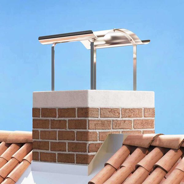 vidaXL Καπέλο τζακιού Ασημί 59.5 x 50 x 36.5 cm Ανοξείδωτο ατσάλι