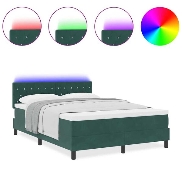 vidaXL Κρεβάτι με ελατήρια Σκούρο πράσινο 160 x 200 cm Βελούδο