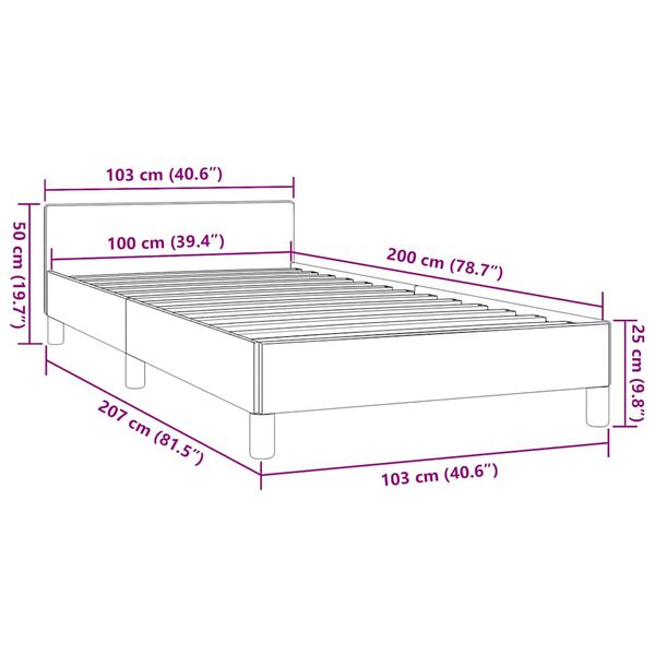 vidaXL Σκελετός Κρεβατιού Χωρίς Στρώμα Κρεμ 100 x 200 εκ. Υφασμάτινο