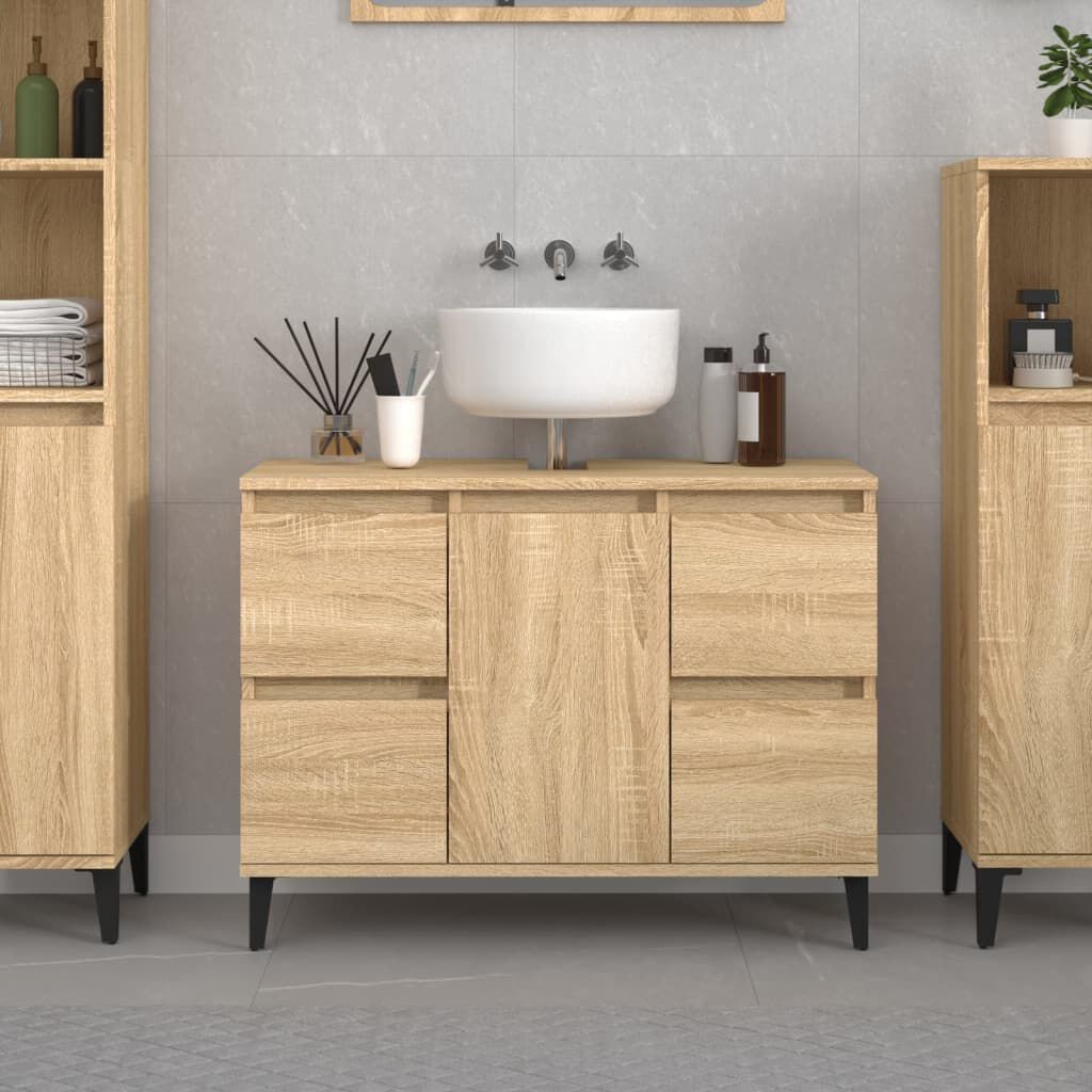 vidaXL Ντουλάπι Νιπτήρα Sonoma Δρυς 80x33x60 εκ. Επεξεργασμένο Ξύλο