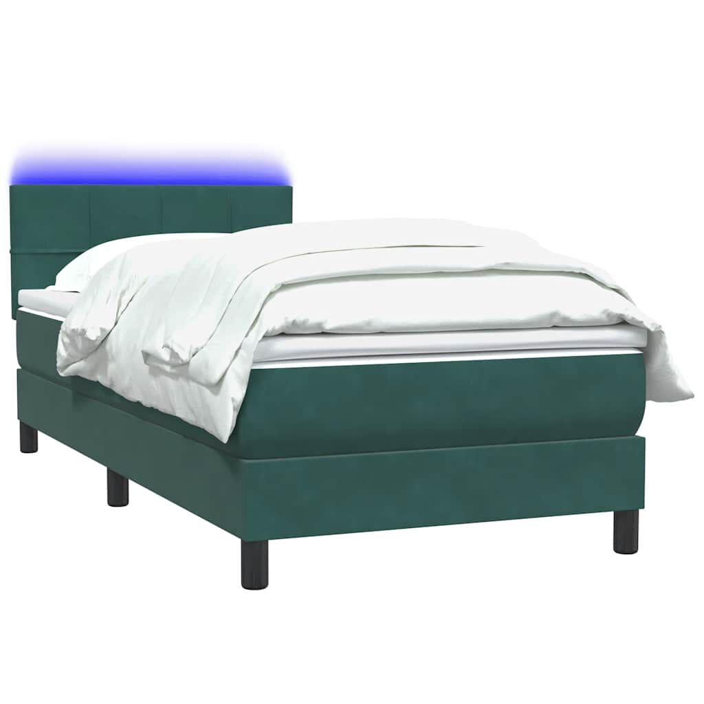 vidaXL Box Spring κρεβάτι με στρώμα σκούρο πράσινο 80x220εκ. Βελούδινο