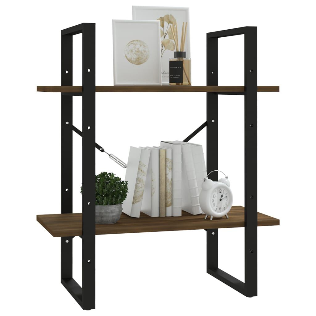 vidaXL Βιβλιοθήκη με 2 Ράφια Καφέ Δρυς 60x30x70 εκ. Επεξεργ. Ξύλο