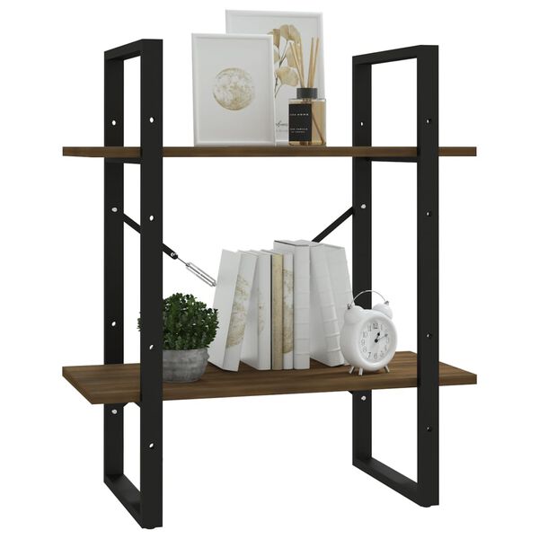 vidaXL Βιβλιοθήκη με 2 Ράφια Καφέ Δρυς 60x30x70 εκ. Επεξεργ. Ξύλο