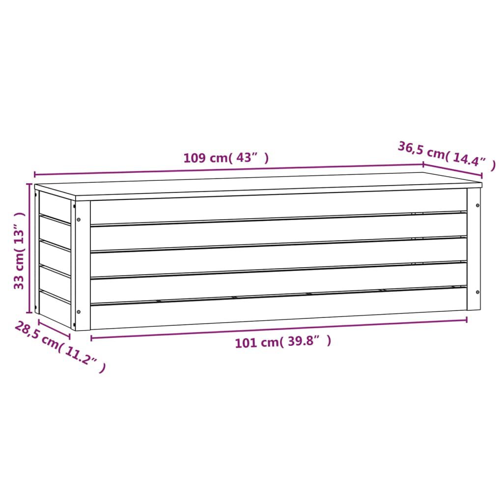 vidaXL Κουτί Αποθήκευσης 109x36,5x33 εκ από Μασίφ Ξύλο Πεύκου