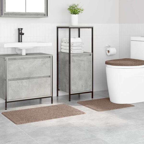 vidaXL Σετ Μάτ Μπάνιου Αντιολισθητικό 3 pcs Καφέ 50 x 50 cm PP