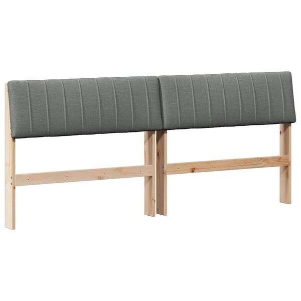 vidaXL Ταπετσαρισμένο κεφαλάρι Σκούρο Γκρι 180 cm Στερεά ξυλεία πεύκου