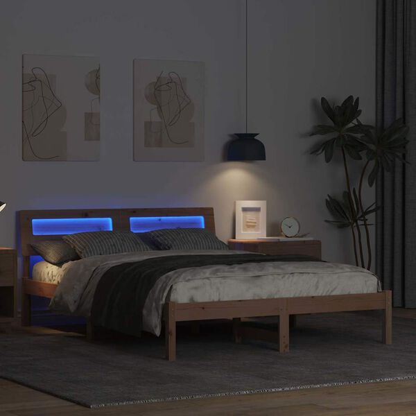 vidaXL Σκελετός Κρεβατιού Καφέ 120 x 190 cm Μασίφ ξύλο πεύκου
