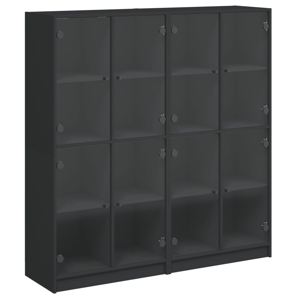 vidaXL Βιβλιοθήκη με Πόρτες Μαύρη 136x37x142 εκ. Επεξ. Ξύλο