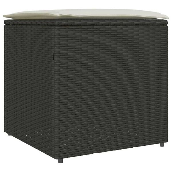 vidaXL Κουτί Μαξιλαριών Μαύρο 50 x 50 x 50 cm συνθετικό ρατάν