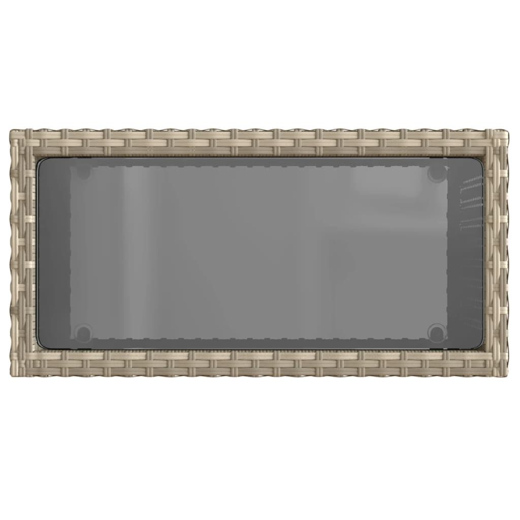 vidaXL Τραπέζι Κήπου με Γυάλινη Επιφ. Γκρι 58x27,5x55 εκ. Συνθ. Ρατάν