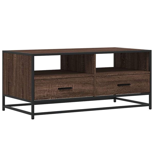 vidaXL Τραπεζάκι Σαλονιού Καφέ Δρυς 100x50x45 εκ. Επ. Ξύλο/Μέταλλο