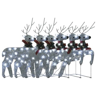 vidaXL Χριστουγεννιάτικοι Τάρανδοι 6 τεμ. με 120 LED Ασημί