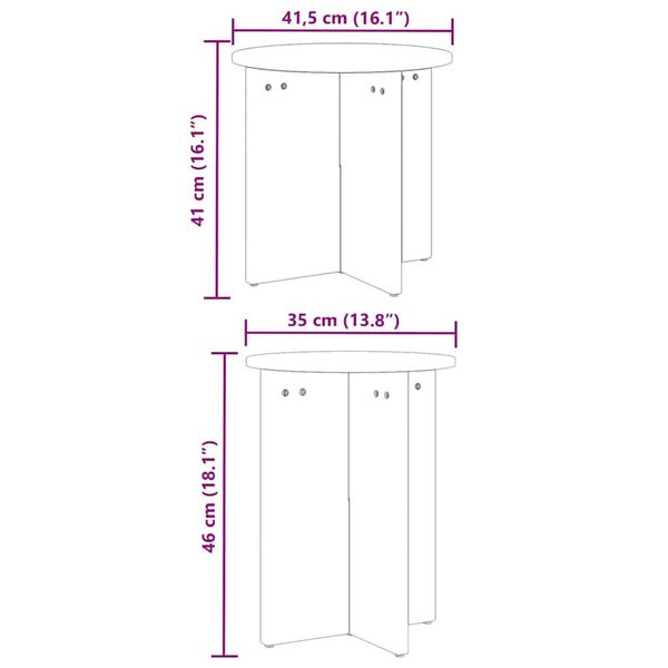 vidaXL Τραπεζάκι σαλονιού 2 pcs Λευκό 41.5 x 41.5 x 41 εκ