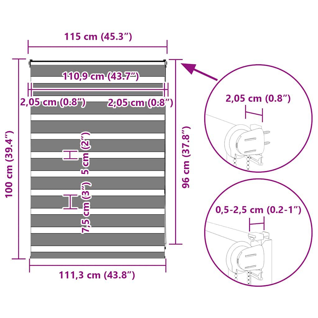 vidaXL Ζέβρα τυφλή Μαύρο Πλάτος υφάσματος 110,9 εκ. Πολυεστέρας