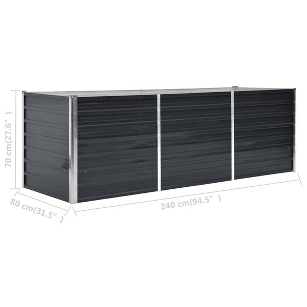 vidaXL Ζαρντινιέρα Υπερυψωμένη Ανθρακί 240x80x77 εκ. Γαλβαν. Χάλυβας