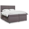 vidaXL Κρεβάτι Boxspring με Στρώμα Γκρι 200x200 εκ. Συνθετικό Δέρμα