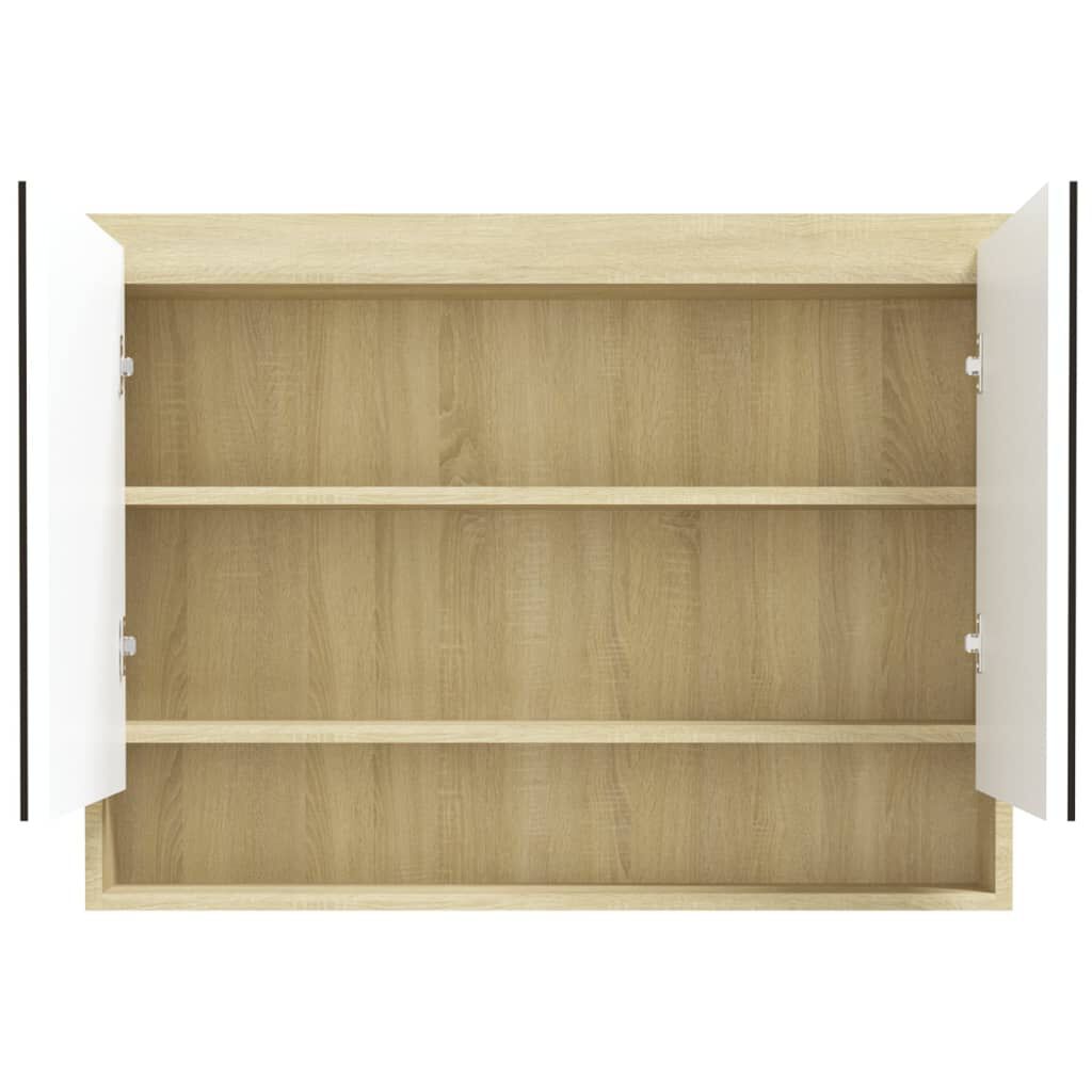 vidaXL Ντουλάπι Μπάνιου με Καθρέφτη 80x15x60 εκ. Λευκό/Δρυς από MDF