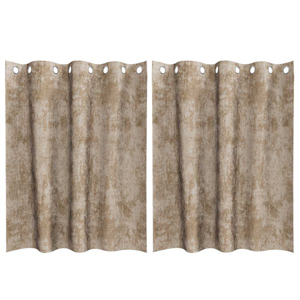 vidaXL Κουρτίνα με κουρτίνες 2 pcs Μπρονζέ 140 x 140 cm Βελούδο