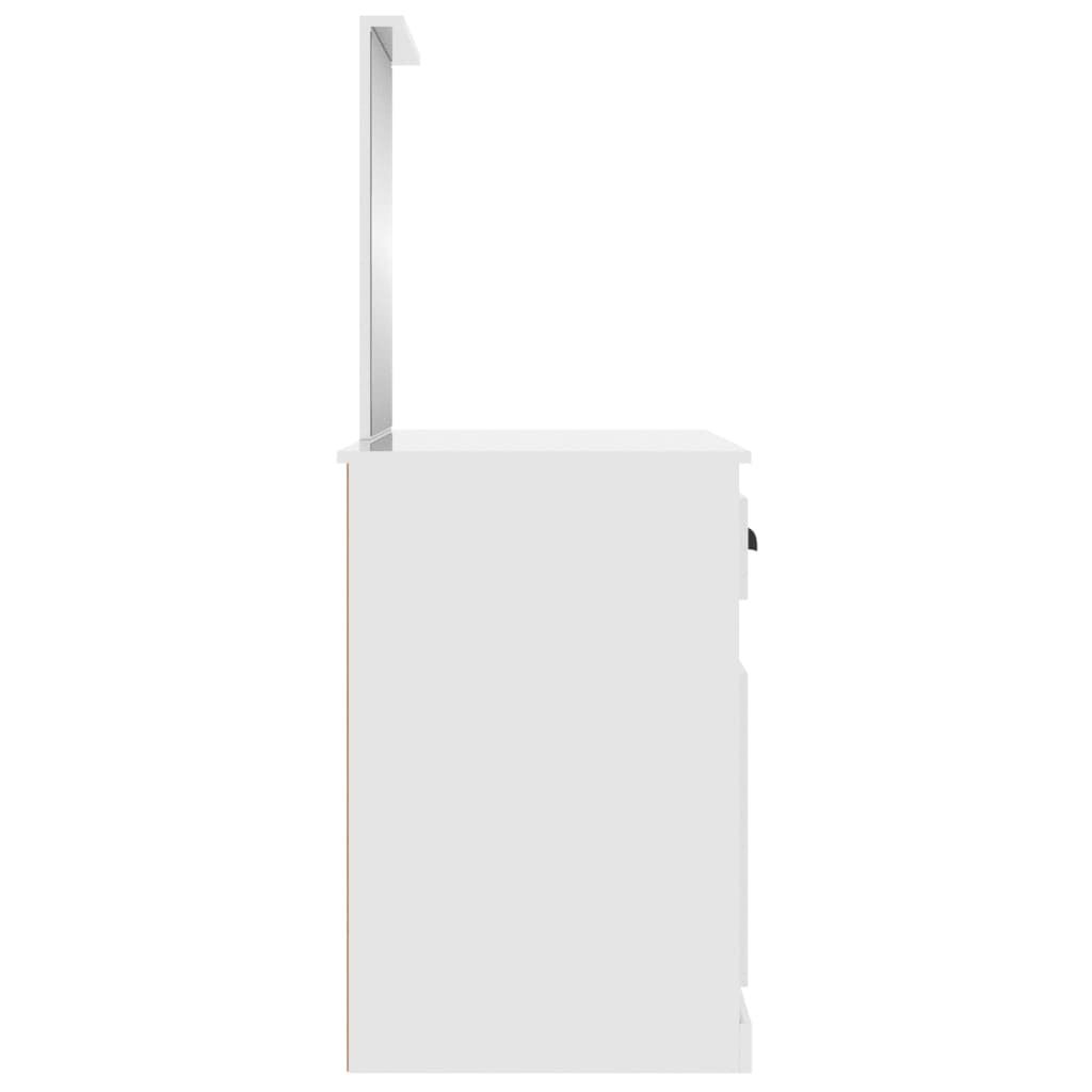 vidaXL Μπουντουάρ με Καθρέφτη Γυαλ. Λευκό 90x50x132,5 εκ. Επεξ. Ξύλο